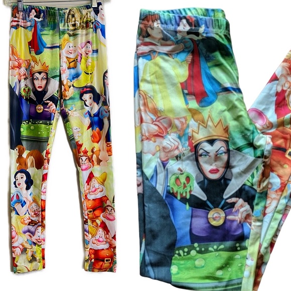 Disney Snow White Women’s/Juniors Leggings, Wicked Witch, Dwarfs, Size 7 - Picture 1 of 7